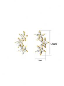 1 Paar 925er Sterling Silber Luxusohrringe mit 3 Blumen und Strass für Frauen, süße, außergewöhnliche Zirkonia-Blumenohrringe, neues Modell, pflegend für Ohrlöcher, blumig, edel, vielseitig, Geschenk