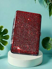 1PC Women's Rhinestone-Studded Cigarette Box, Glittering Rhinestone-Studded Long Cigarette Box, Rhinestone-Studded Cigarettes Box, Elegant Women's Cigarette Box, Smoking Accessories, Cigarette Storage, Cigarette Holder Case - Multicolor - View 5