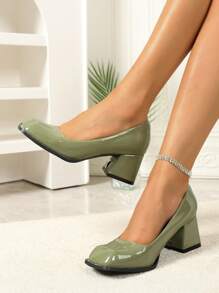 Chaussures Vintage de type "Babies" pour femmes, talons hauts de printemps de couleur unie, petites pumps , talons carrés épais