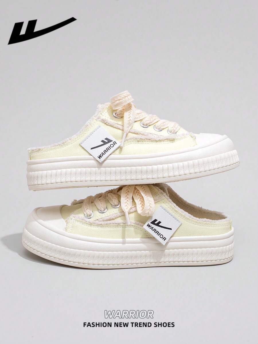 1 双 WARRIOR 女式帆布滑板鞋，低帮户外休闲鞋，透气、轻便、平底、百搭、夏季、时尚、舒适帆布鞋，街头风格