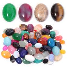 5 Stücke/10 Stücke pro Packung natürliche ovale Edelstein Cabochons, zufällig gemischte Farben und Größen, elegant Türkis, Jade, Achat lose Steine für DIY Schmuckherstellung, Halskette, Ring, Armband Dekoration