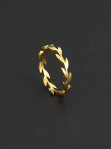 1pc Men's Stainless Steel Leaf Design Ring