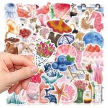 50pcs Watercolor Doodle Sticker Pack, Personalized Sticker For Scrapbooking, Skateboard, Helmet, Water Bottle, Guitar, Phone Case, Notebook, Computer, Gift,School Supplies,Back To School