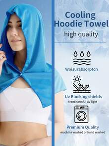 1PC Cooling Hoodie Towel, Absorbent And Quick-Drying Sweat Towel Wrapped Around The Neck And Face, Provides Long-Lasting Cooling And Sun Protection In Hot Weather. Summer Outdoor Accessory, Suitable For Beaches, Sports And Outdoor Activities - Multicolor - View 7