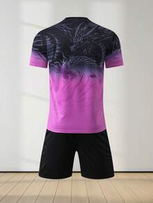 Cool Purple Black Contrasting Football Shirt, High-End Sports Top, Dual-Use For Competition And Training, Supports DIY Printing - Purple - View 5