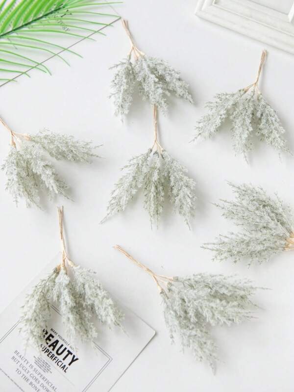 1pc/2pcs/5pcs (6 Heads) Of Artificial Plants, Mini Reed Bouquet, DIY Wreath Material, Bride's Wrist Flower, Chest Flower, Head Flower Accessories, Wedding Decoration, Home Decoration, Valentine's Day Gift, New Year Gift, Candy Box Packaging, Birthday Party Cake Decoration Materials, Valentine's Day, Gift Gifts Graduation