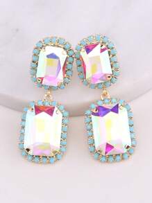 sehuoran 1 paar geometrische emaille kristallen oorbellen, elegante en charmante sieraden voor dagelijks gebruik, geschikt voor ronde gezichten, mode, gepersonaliseerd en bruids