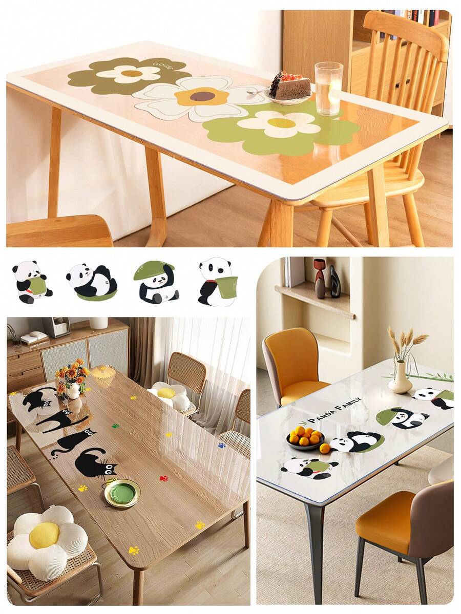 1 szt. Przezroczysta mata ochronna na biurko z PVC, uroczy wzór, wodoodporna, odporna na olej, odporna na plamy, łatwa do czyszczenia, odpowiednia do restauracji, salonu, gabinetu, stolika kawowego, biura i innych miejsc - Przezroczysty 1,0 mm - Zobacz 1