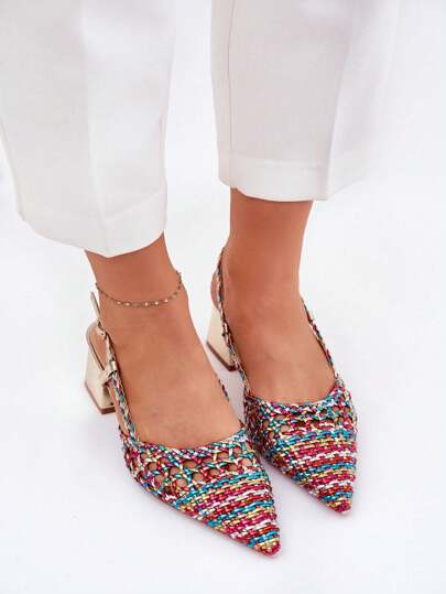 Sandały Na Słupku Z Plecionką I Szpiczastymi Noskami Resterri