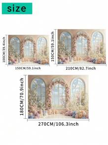 1pc Colorful Windowsill Flowers Arch Photography Backdrops Floral Vaulted Windows Party Banner 59.1*39.4/82.7*59.1/106.3*70.9 Inches Blooming Photo Background Newborn Shower Birthday Wedding Decoration Supplies
