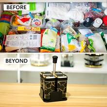 SAEIV 4-Piece Spice Jar Set, Square Spice Jar With 360° Rotating Lid, Striped Spice Jar Set With Non-Slip Base, Kitchen Storage And Organization, Spice Organizer (Black/White) - 4 Black and Gold Stripe Sets - View 3