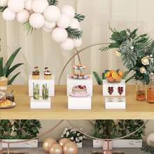 白色亚克力自助餐食品管、派对餐饮甜点蛋糕架、收藏珠宝展示架、白色立方体盒（带嵌套管），适用于派对和庆祝活动 - 白色 - 查看 1