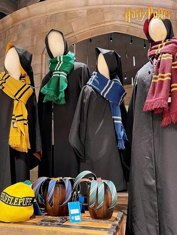 Harry Potter Bufanda unisex de Harry Potter, colaboración de Gryffindor y Slytherin, mezcla de lana con flecos, mercancía oficial