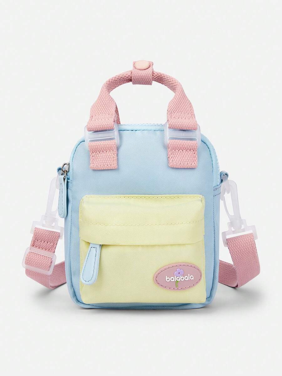 Balabala 女孩斜挎布包，可爱又时尚的夏季配饰 - 藍黃色調 - 查看 1