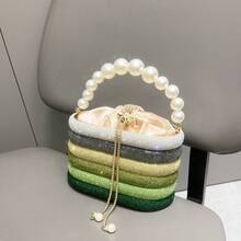 Dancing Engine Sparkling Rhinestone Handbag Chain Shoulder Bag Designer Handmade Clutch Purse, New Arrivals Party Bag - Green - View 7