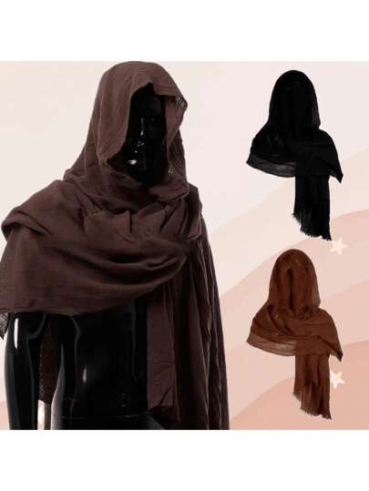 1 Pc Vintage Pirate Hooded Scarf - Soft And Comfortable, Renaissance Style, Medieval Costume Accessory, Vintage Style Men's Shawl - Great For Holiday Dress Up, Cosplay And Stage Performances