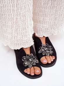 Sandalias de mujer con tacón plano y decoración S.Barski KV27-001