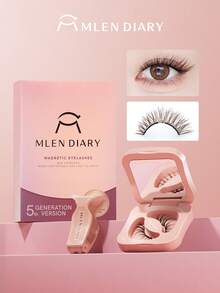 Mlen Diary Magnetic Eyelashes Set, 7-12mm Reusable Fake Lashes, No Eyeliner Needed, Upgraded 3D Dual Magnetic Eyelashes, Portable Glue-Free Lash Clusters, Create A Lightweight Natural Makeup Look (Sweet Cat Style) - Natural Lashes - View 9
