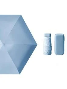 1pc Customized Portable Mini Sun Umbrella, UV Protection And Rainproof Folding Umbrella With Carrying Case, Suitable For School, Office, Home, Travel, Boys, Valentine's Day, Holiday Gift Summer Cooling,Beach,Travel,Chic Design