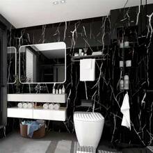 1pc 40*100cm/15.74*39.37in Creative Faux Marble Wallpaper, Kitchen Sticker Waterproof Oil-Proof Cabinet Decal Heat Resistant Self-Adhesive Multi-Purpose Wall Decal