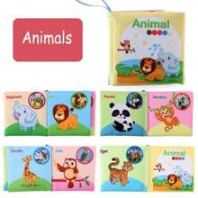 Paquete de 4 libros blandos de educación temprana para niños, lavables, masticables, resistentes al desgarro, que incluyen animales, frutas y otros juguetes de aprendizaje interactivo, adecuados como regalos de Navidad, cumpleaños, Halloween, Acción de Gracias y Pascua para bebés y niños pequeños