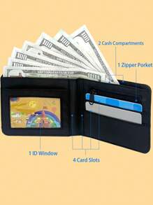 Portofel cool pentru băieți Portofele durabile din material textil Suport pentru numerar pentru card de credit Portofele estetice Kawaii drăguțe cu fereastră de identificare cu buzunar pentru monede pentru băieți adolescent băieți bărbați tineri băieți băieți adolescent (imprimat fotbal)