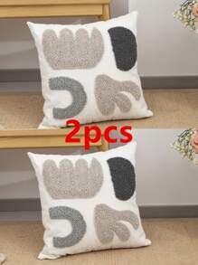 1/2 pièces Housse de coussin à motif floral, coton damassé, style nordique, textile d'intérieur, décoration de salon, chambre à coucher, canapé, vacances, banquet, extérieur, jardin, fête, housse de coussin de décoration végétale, sans rembourrage, 30*50cm, 45*45cm
