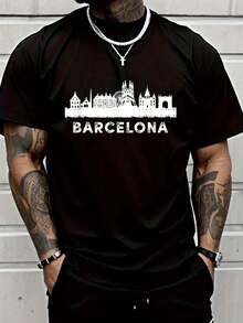 100% Cotton Shirt Black Barcelona Graphic Tees - Novelty T-Shirts & Cool Designs T-Shirt - Black - View 1