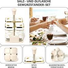 SAEIV 4-Piece Spice Jar Set, Square Spice Jar With 360° Rotating Lid, Striped Spice Jar Set With Non-Slip Base, Kitchen Storage And Organization, Spice Organizer (Black/White) - 4 Platinum Stripe Set - View 8