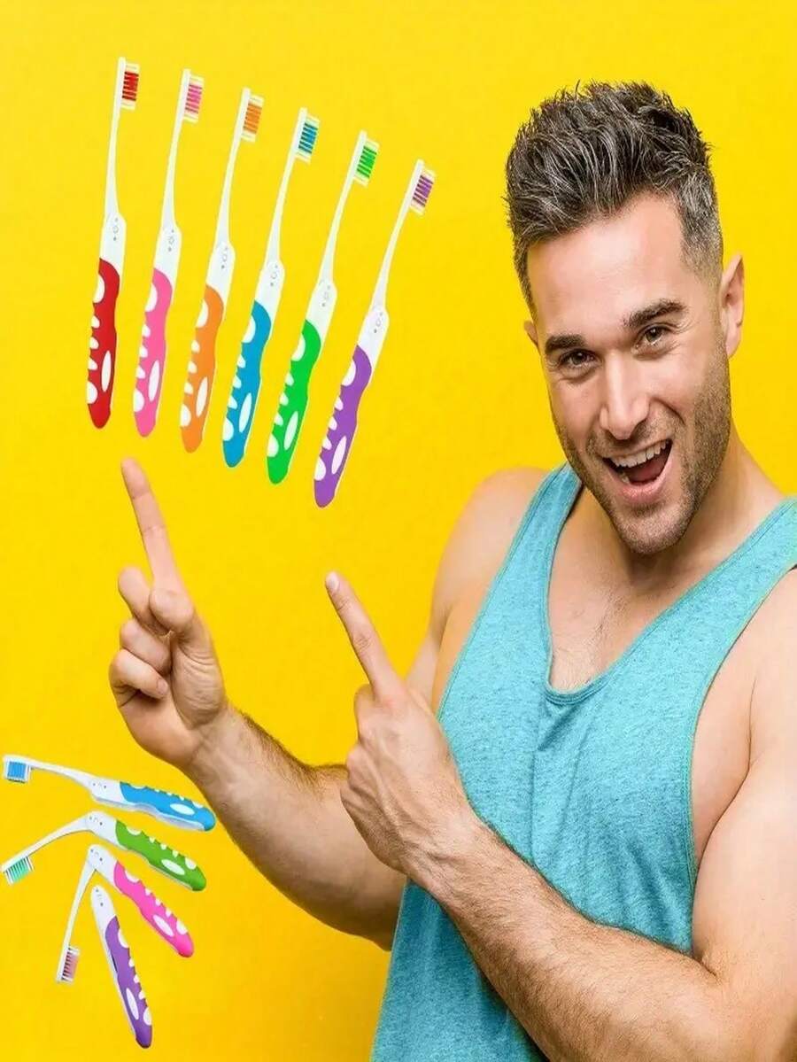 5pcs Portable Foldable Soft Bristle Toothbrushes, Suitable For Travel, Camping And Hiking | Compact Design For Easy Storage - Multicolor - View 1