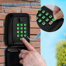 Key Wall Mounted Police Approved - Key Lock Box Outdoor With Illuminated Button Stickers - Large Key Box With 12-Digit Code - Key Storage Box With Weatherproof Cover For Home Garage Office School - Black - View 4