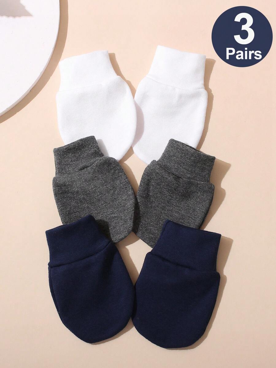 3 Pairs Newborn Baby Anti-Scratch Mittens - Multicolor - View 1