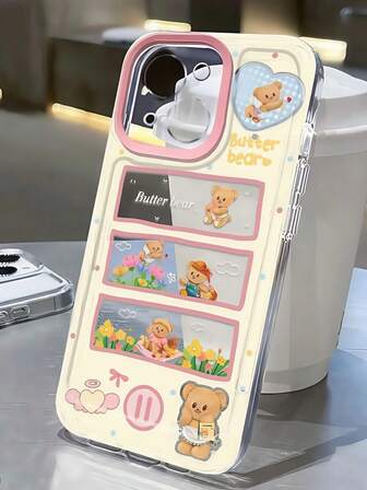 Söt tecknad djur retro spelkonsol transparent telefonskal, kompatibelt med 11, 13, 14, 15, 16, 7, 8, X och S21/PLUS/ULTRA, S22/PLUS/ULTRA, S23+/ULTRA, S24/PLUS/ULTRA, 17/17pro/17Promax/Air