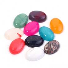 5 Stücke/10 Stücke pro Packung natürliche ovale Edelstein Cabochons, zufällig gemischte Farben und Größen, elegant Türkis, Jade, Achat lose Steine für DIY Schmuckherstellung, Halskette, Ring, Armband Dekoration