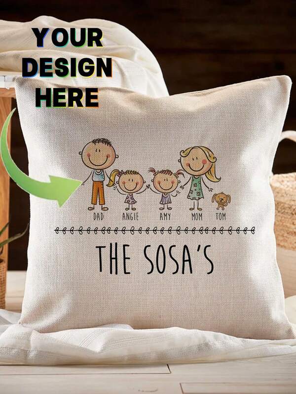 1pc Customizable Linen Pillowcase, Printed Decorative Cushion Cover, Mother's Day Gift, Couple Gift, Housewarming Gift, Home Decor
