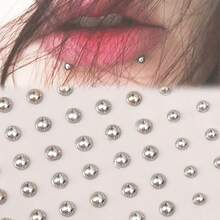 1 Piece Lip Stud Stickers Y2K Sexy Body Jewelry Stickers, Artificial Nose Studs, Eyebrow Stud Stickers, Lip Rings And Eyebrow Strip Stickers, Rhinestone Facial Gems For Parties And Music Festivals, Non-Piercing Temporary Body Art Decals Eye Makeup - Multicolor - View 7