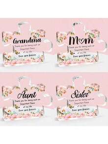 Best Gift For Grandma, Mom, Aunt And Sister - Puzzle-Shaped Acrylic Decor, Elegant Pink Flower And Butterfly Design, Conveys Love, Simple Home Decor, Thoughtful Gift For Desk Or Bookshelf, Perfect For Birthday, Thanksgiving, Mother's Day - Pink - View 1