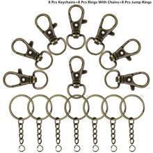24/45pcs Rotating Spring Hooks Set, Detachable Keychain With Chain And Jump Ring, Bulk, Suitable For Keychains, Lanyards, DIY Crafts, Durable Material, Suitable For Home Use