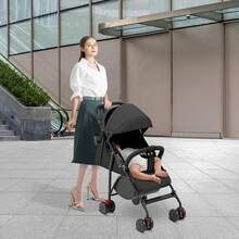 Cochecito de 4 ruedas, con sombrilla grande, 0-4 años, máx. Carga 70 kg (con cojín de algodón, mosquitera y portavasos)