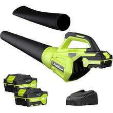 20V Cordless Leaf Blower With Battery & Charger, 400CFM High Power Electric Blower With 2 Nozzles, Lightweight Handheld Yard Tool For Leaves, Garden, Patio, Dust & Wood Chips Cleanup - Green - View 2