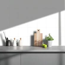 20 piezas de adhesivos de pared de cristal blanco duro para azulejos, adhesivos de pared autoadhesivos resistentes al aceite para renovación del hogar, baño y decoración, disponibles en tamaño 30x30 cm, cortables, adecuados para decoración del hogar, material de película de cristal talla grande grueso, resistente al desgaste y talla grande accesorios de pared, papel tapiz, artículos y decoración de cocina