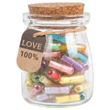 55Pcs Capsule Pills Love Message Note In A Glass Bottle,Cute Love Pills Smiling Face Love Friendship Letter With Wishing Bottle,Valentine's Day Love Capsule Letters Romantic Paper Love Message For Boyfriend Girlfriend Anniversary Birthday Mother's Day Gift