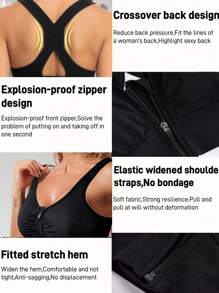 2pcs Sports Bras For Women Summer Gym Bra Seamless Wireless Bralette High Elastic Tank Tops Workout Training Removable Padding Zipper Racerback Running