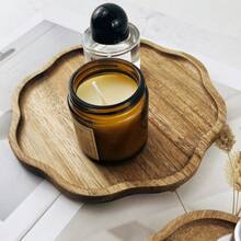 1pc Minimalistic Plum Blossom/Round Shaped Wooden Bathroom Tray, Space-Saving Bathroom, Kitchen And Cosmetic Storage - Multipurpose Soap, Lotion Bottle, Plants, Perfect Holiday Atmosphere Tray For Christmas, Thanksgiving, Home And Party Decor