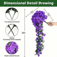 1pc 85cm Artificial Hanging Flower Decor, Decorative Lifelike Violet Evergreen Vine For Outdoor Home Wedding Garden Hanging Basket, Suitable For Halloween And Christmas