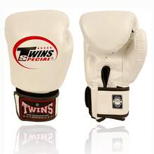 Guantes de boxeo de piel sintética PU para Muay Thai, MMA, Karate, entrenamiento de golpeo, disponibles en 5 colores y tamaños de 8oz, 10oz, 12oz, 14oz, 16oz - Blanco - Ver 3