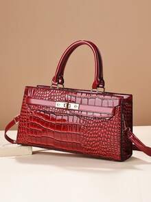 3 件/1 件鳄鱼纹女士手提包套装，大容量女士通勤包，优雅商务休闲女士单肩托特包公文包 - 母亲和我，母亲节礼物