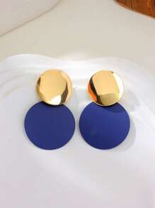 1 Pair Geometric Multi-Color Hoop Pendant Earrings, Fashionable & Elegant, Versatile Wear For Women, Suitable For Wedding, Party, Birthday, Date, Gift For Friends