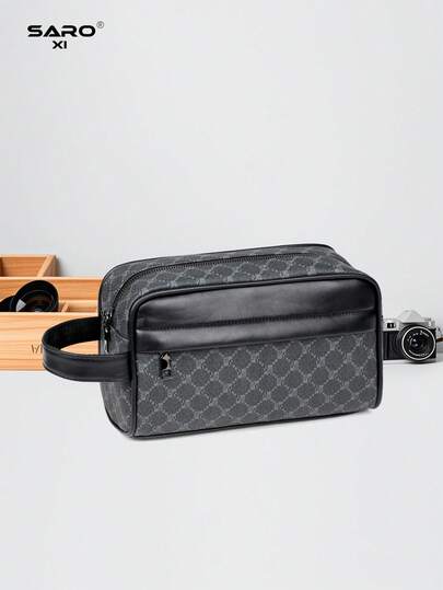 saroxi 男士大容量手拿包，休闲时尚腕包，便携轻巧，适合工作、旅行、通勤、上学等场合，简约黑色，是送给丈夫、男友或男士的绝佳礼物。