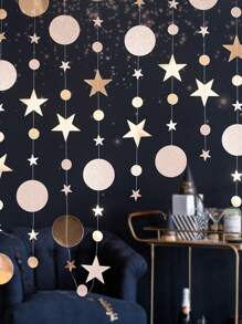 4pcs Circle Garland Party Decoration Hanging Dots Streamer Banner Backdrop Birthday/Wedding/Anniversary/Bachelorette/Sweet 16/Graduation/Boho Hanging Polka Dot Streamer For Bridal Shower Birthday Wedding Engagement Party Supplies